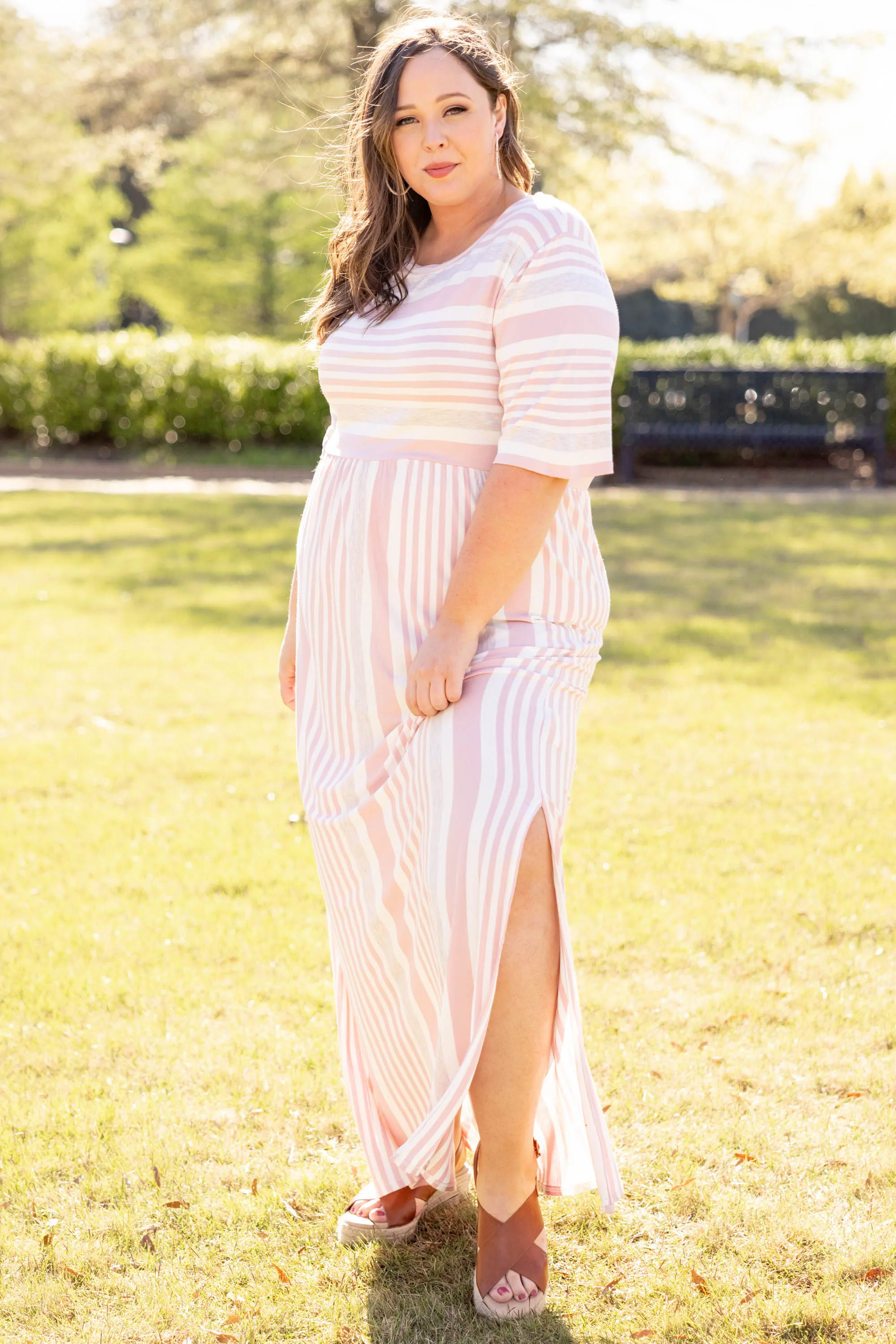 Pink Striped Maxi Dress - Stripe On Cue