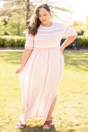 Pink Striped Maxi Dress - Stripe On Cue