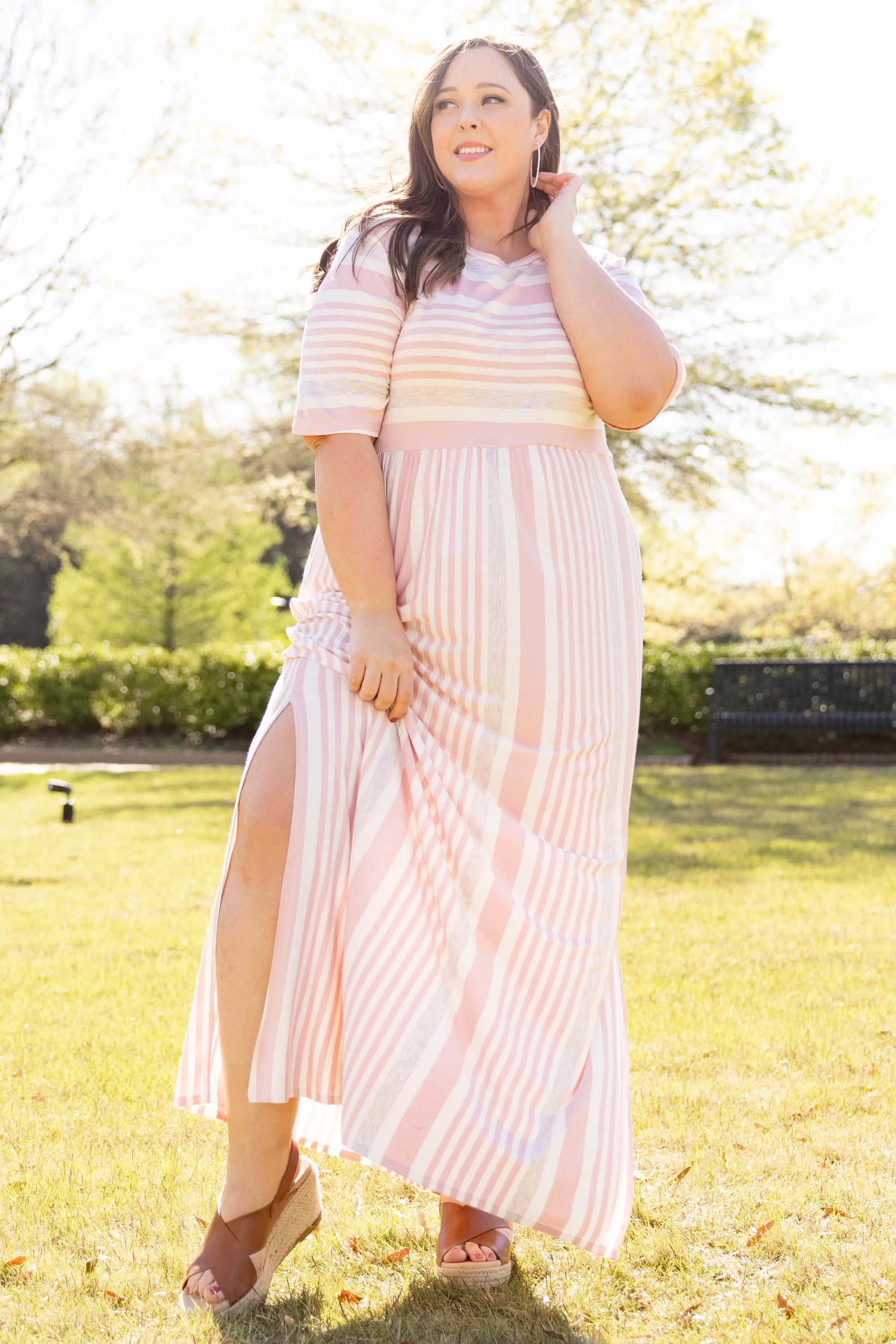 Pink Striped Maxi Dress - Stripe On Cue