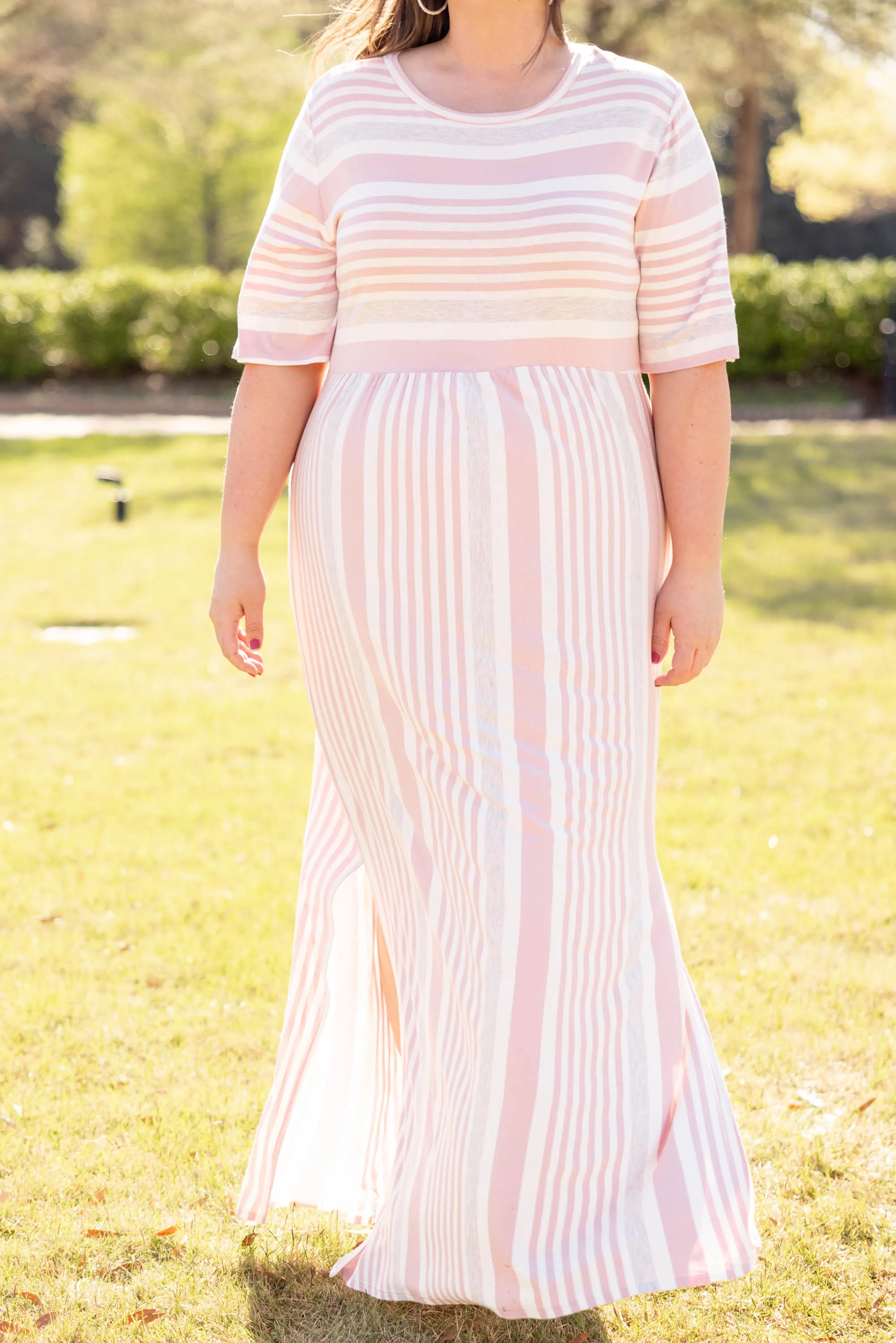 Pink Striped Maxi Dress - Stripe On Cue