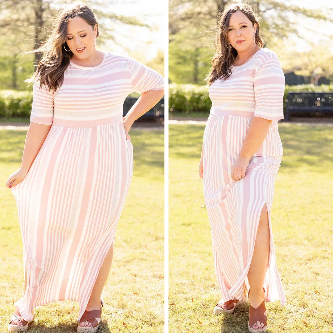 Pink Striped Maxi Dress - Stripe On Cue