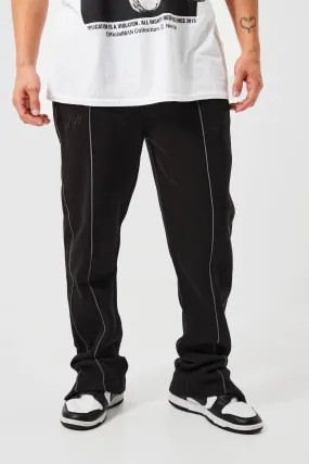 Piped Split Hem Graphic Joggers | boohooMAN UK