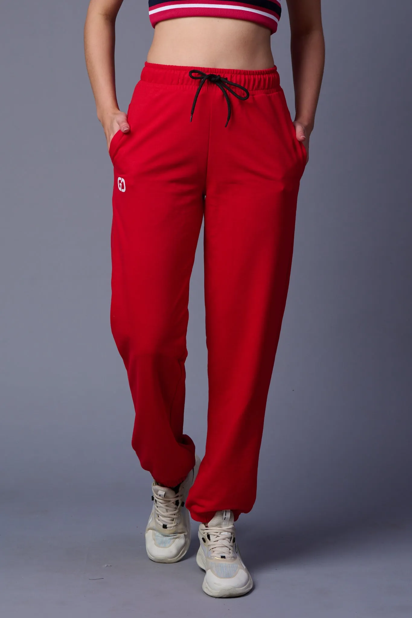 Plain Red Joggers for Women