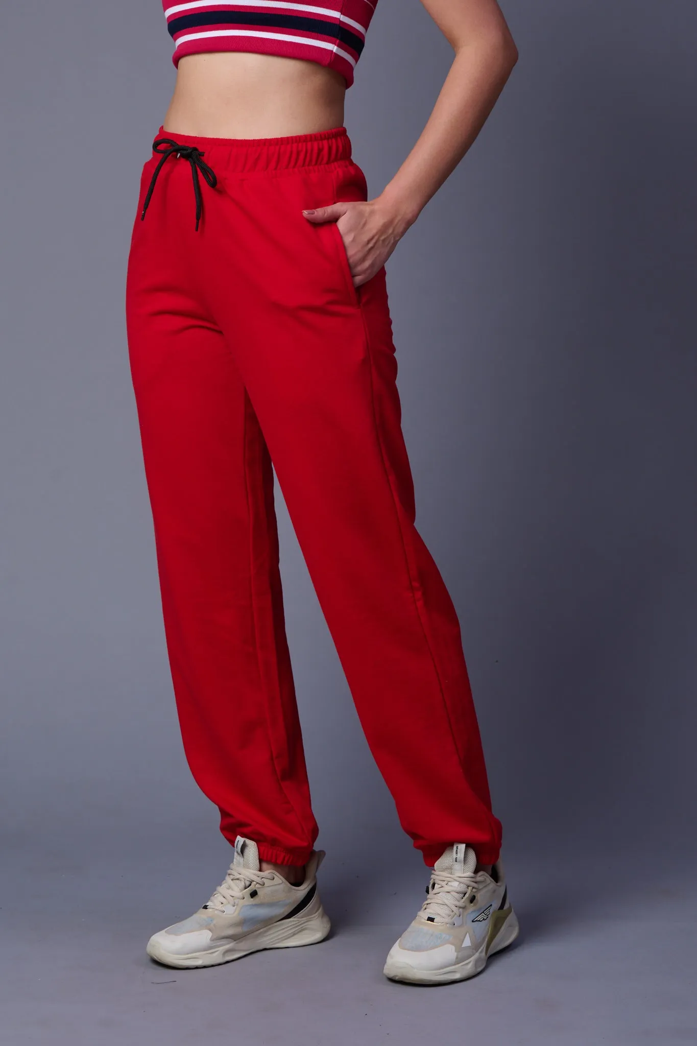 Plain Red Joggers for Women