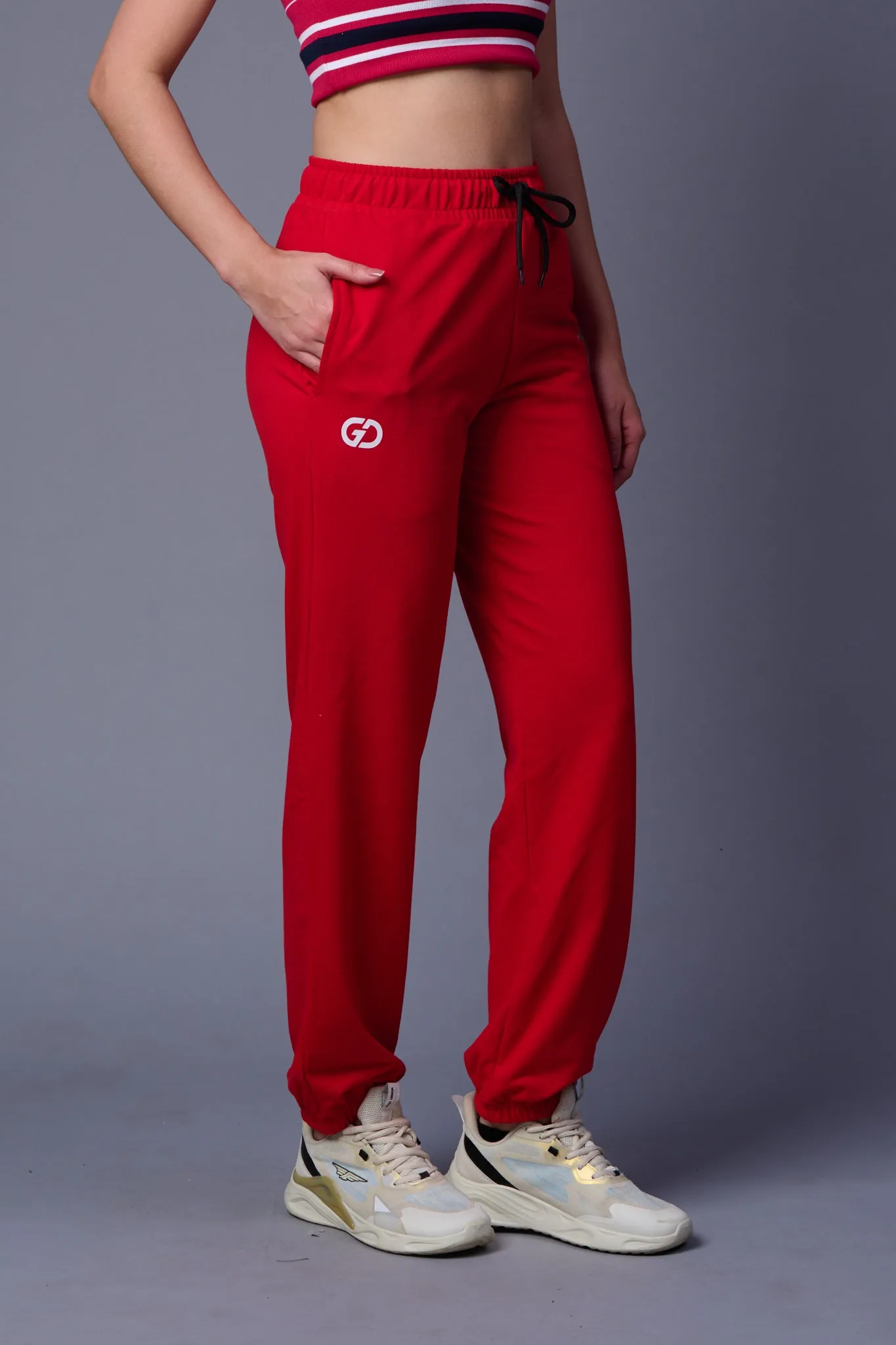 Plain Red Joggers for Women