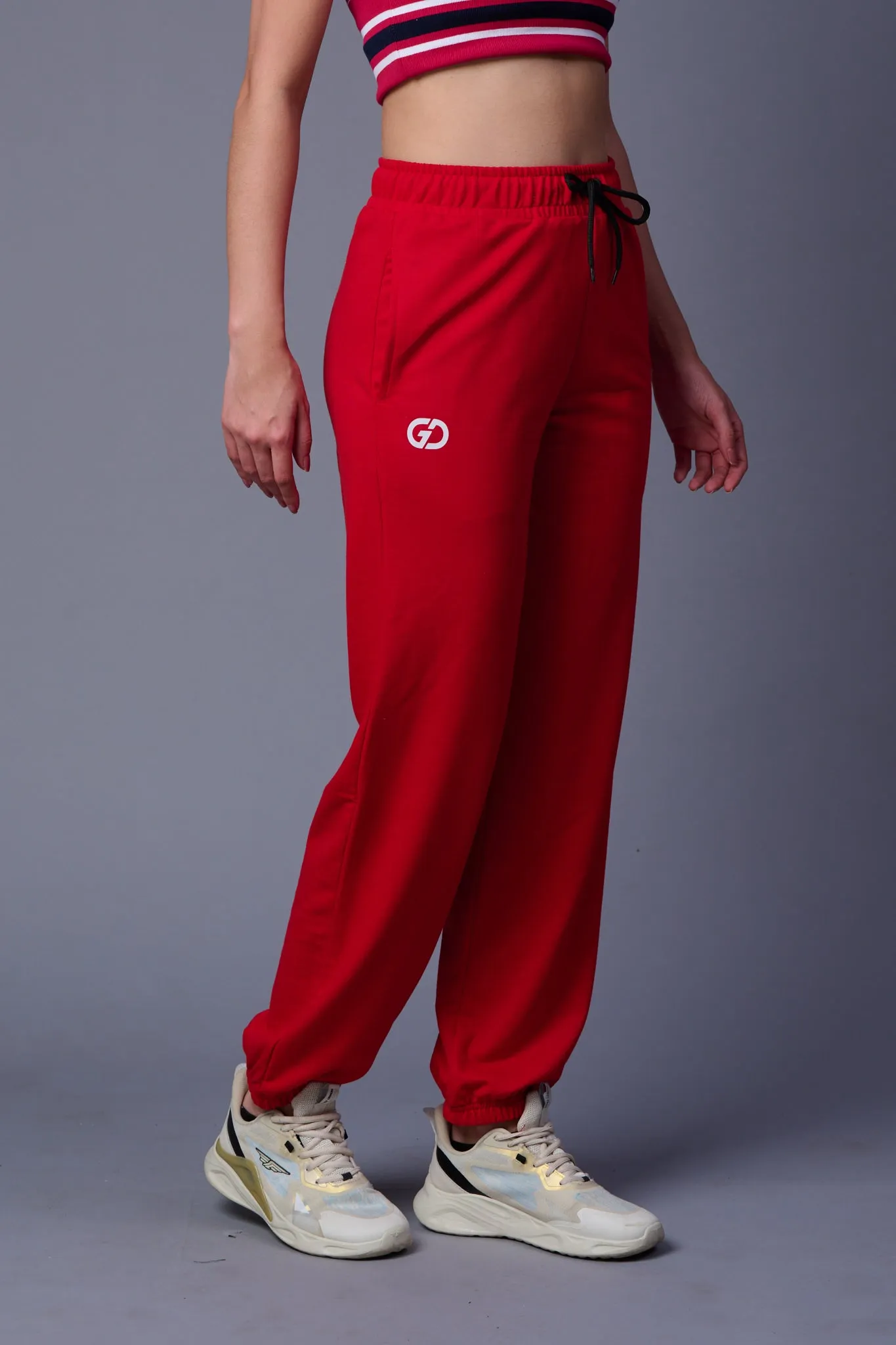 Plain Red Joggers for Women