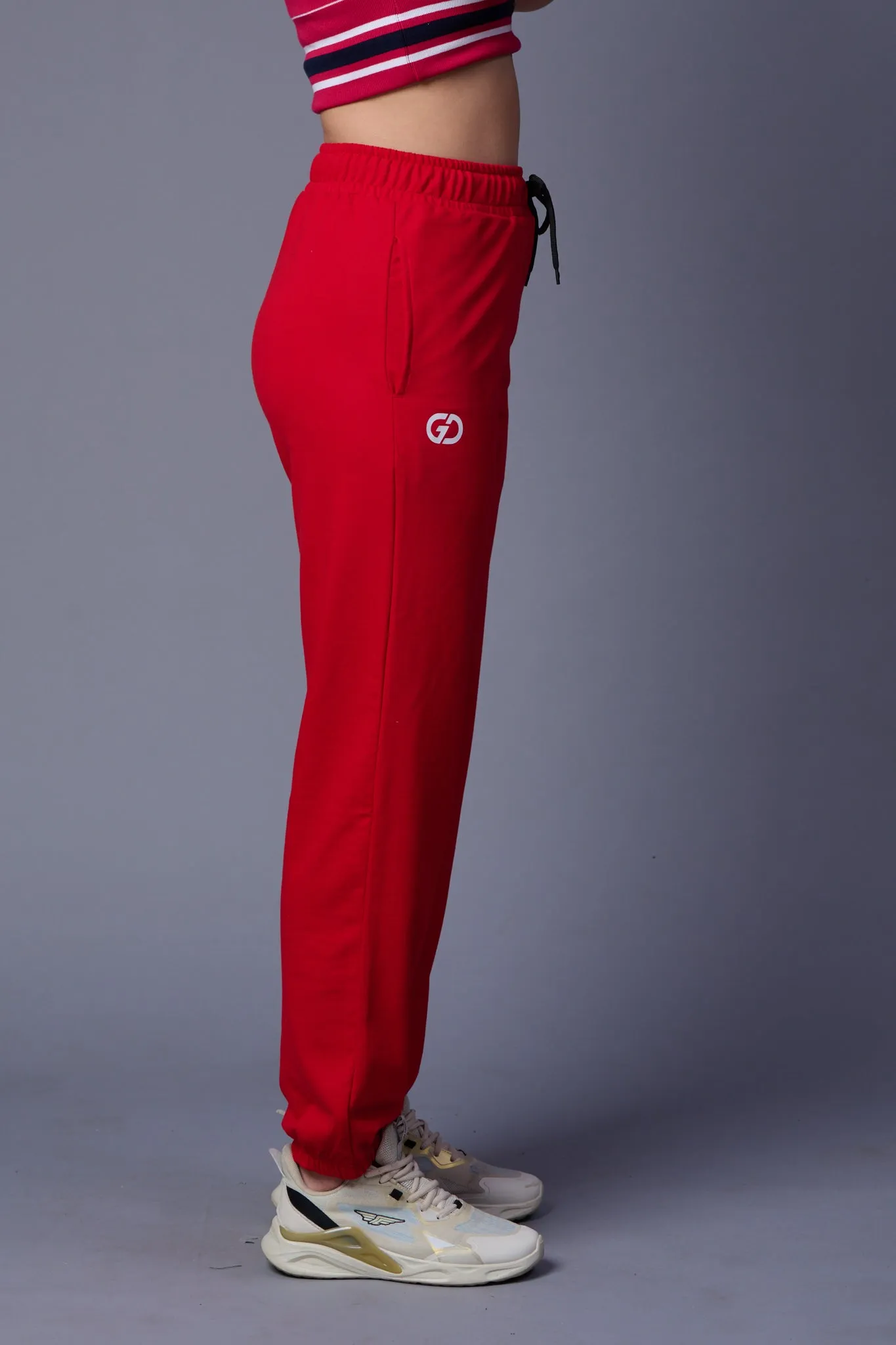 Plain Red Joggers for Women