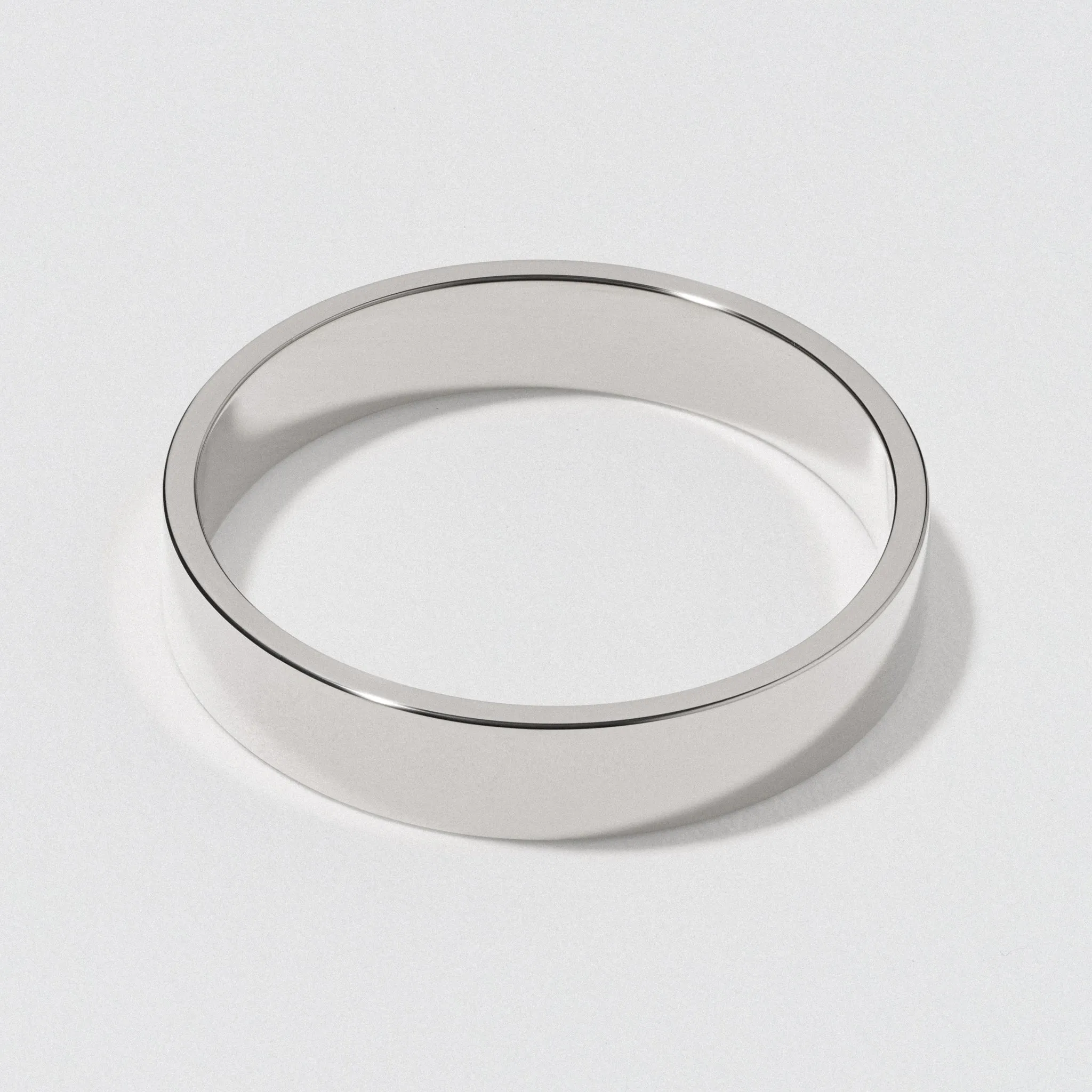 Polished 4mm Platinum Flat Wedding Band