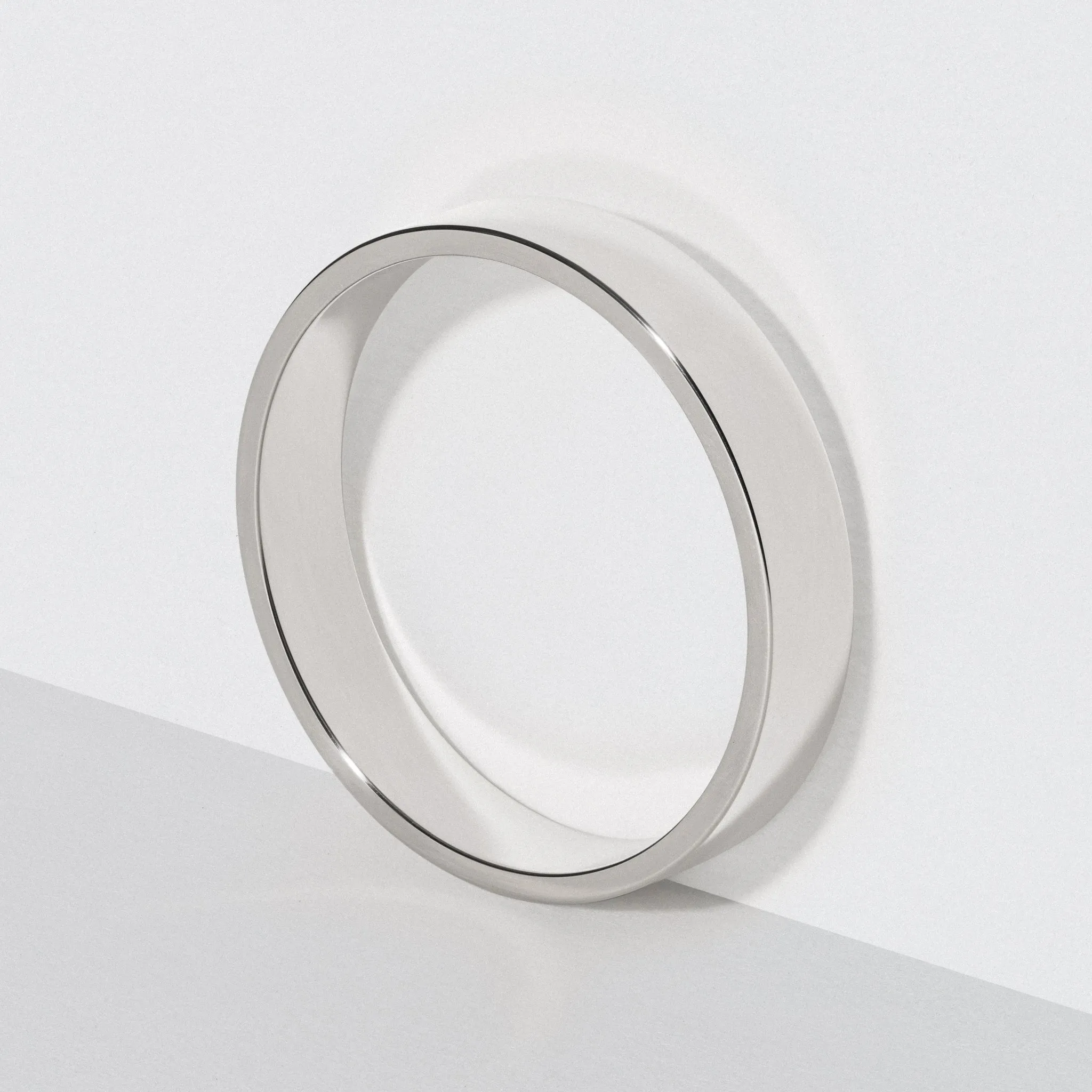 Polished 4mm Platinum Flat Wedding Band