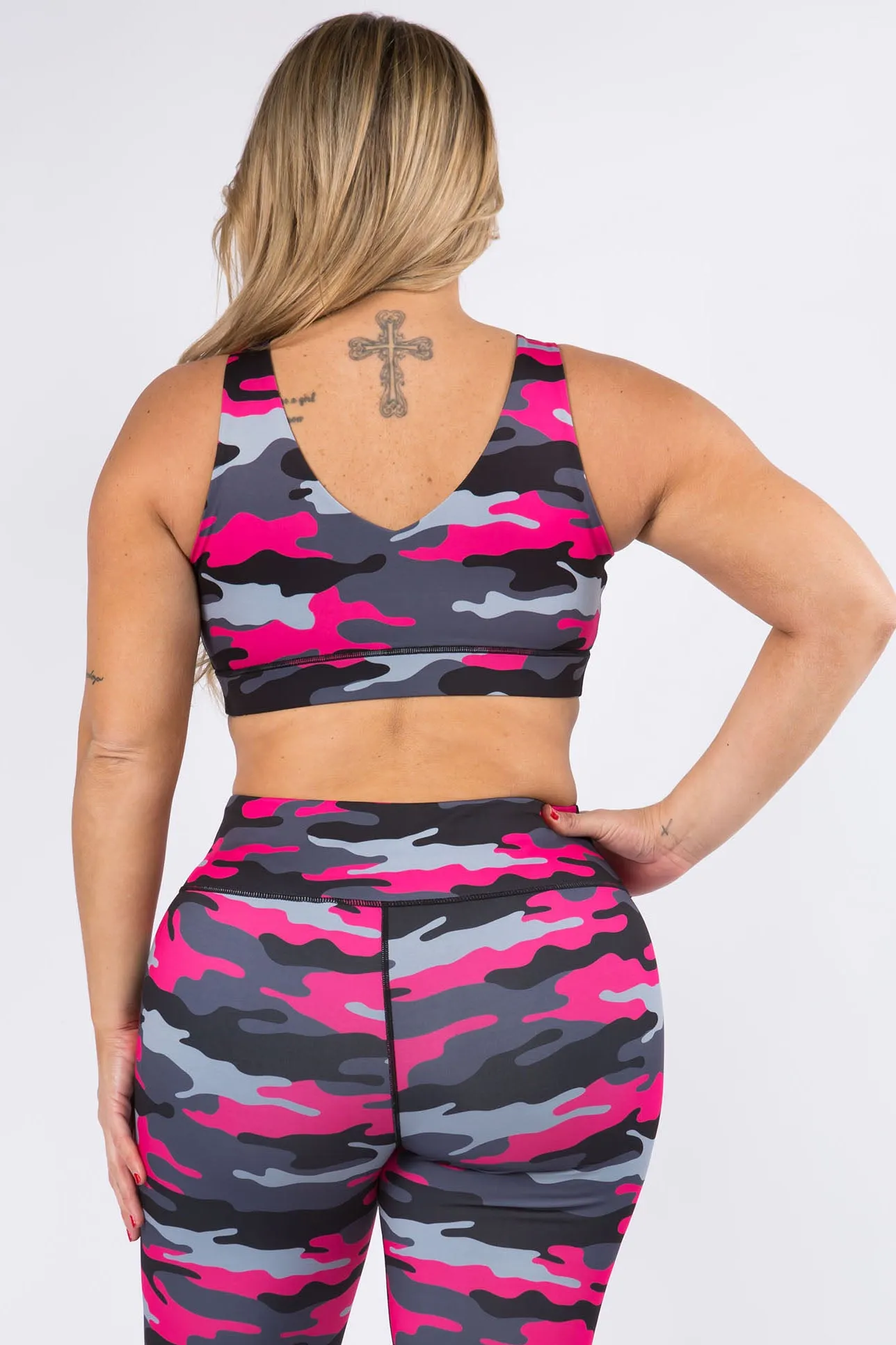 Plus Size Play it Up Pink Camo Active Sports Bra