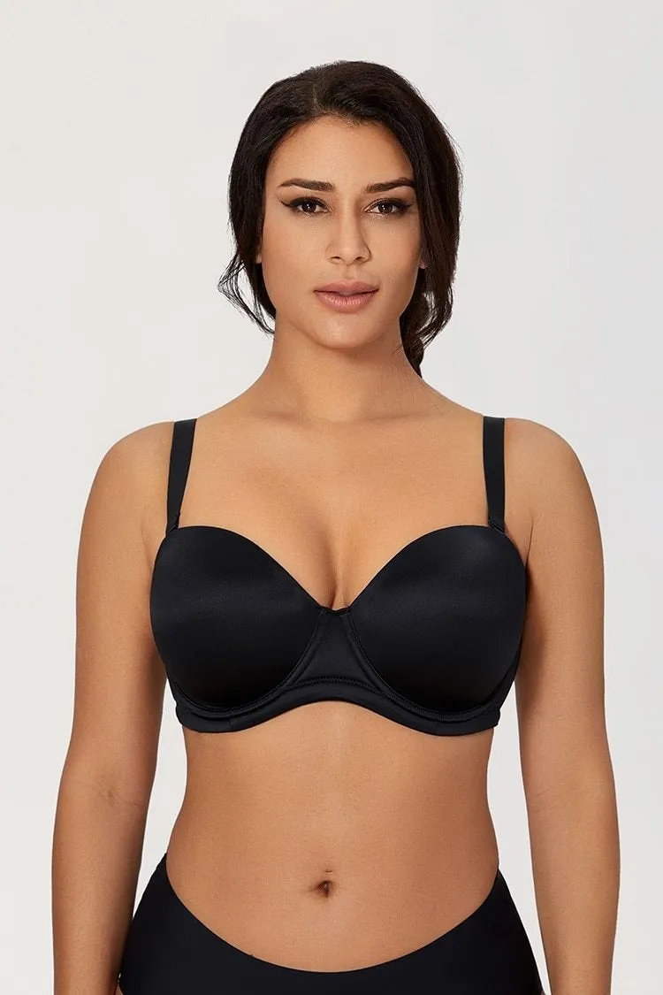 Strapless Push Up Bra Champagne Color - Plus Size Pearl Multiway Seamless.