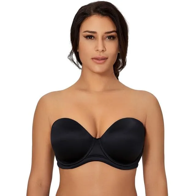 Strapless Push Up Bra Champagne Color - Plus Size Pearl Multiway Seamless.