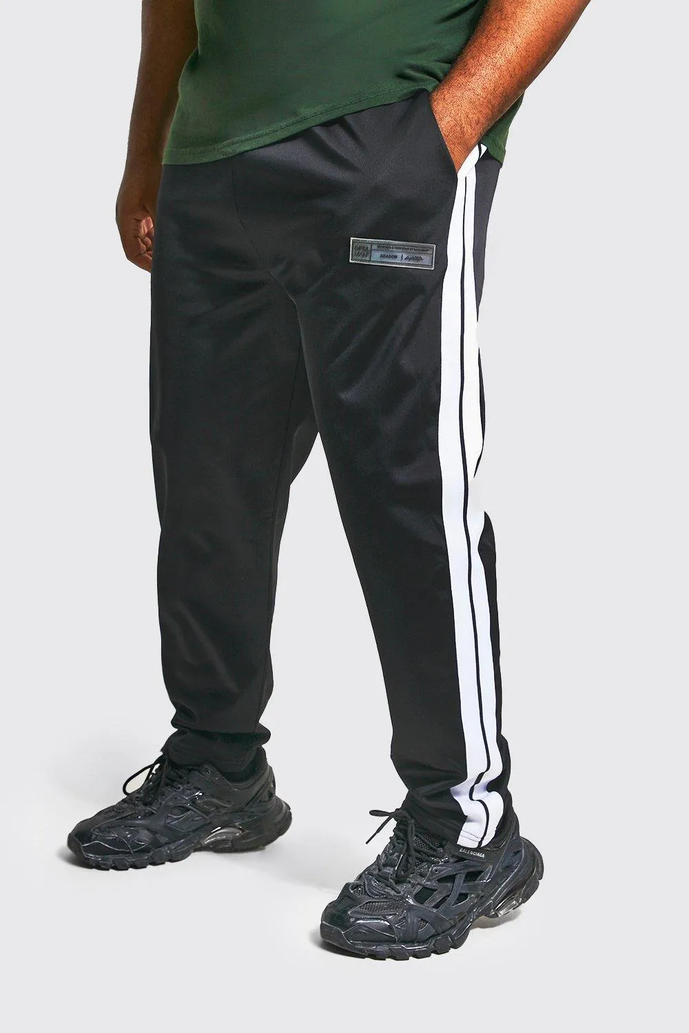 Plus Slim Fit Tricot Joggers With Side Tape