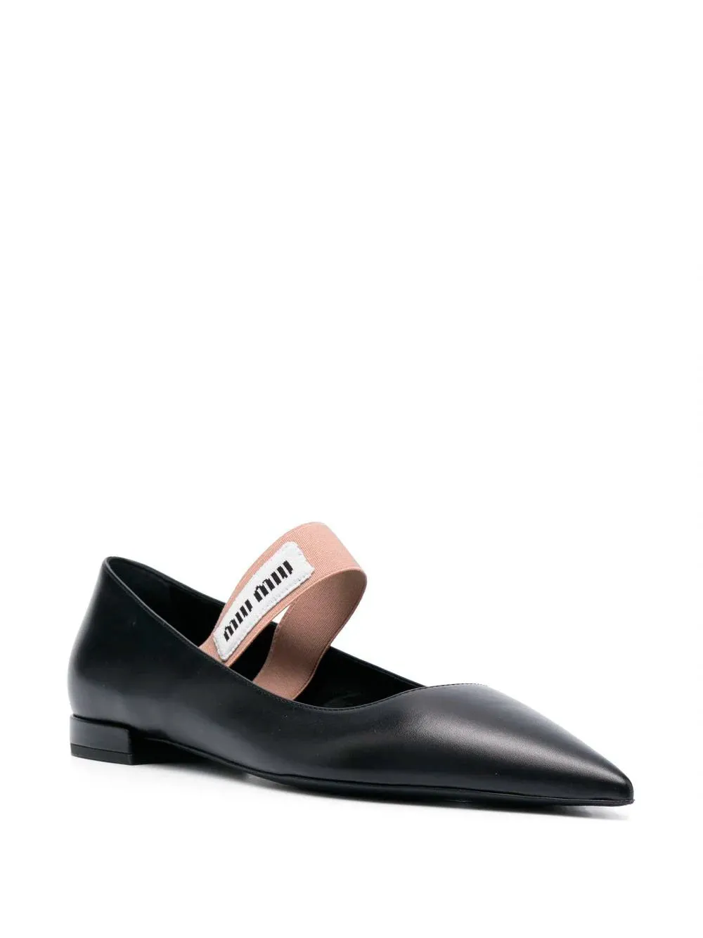 Pointed-toe leather ballerina shoes