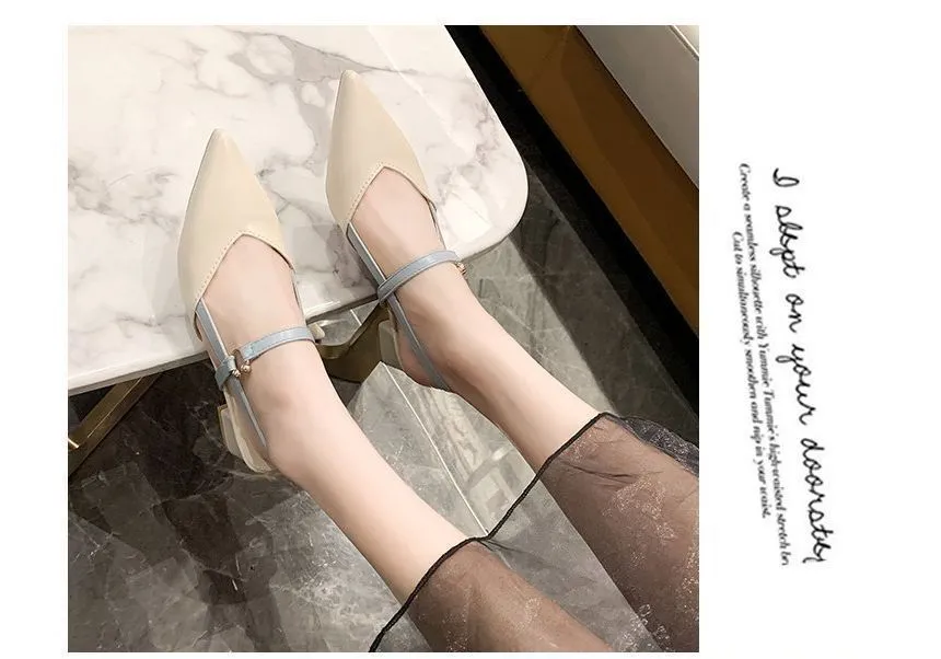 Chunky Heel Sandals with Pointed Toe for Women