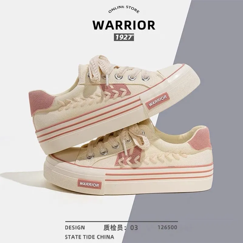 Pull back canvas shoes women's 2023 spring and summer new all-match thick-soled white shoes wheat ear leisure students niche sne