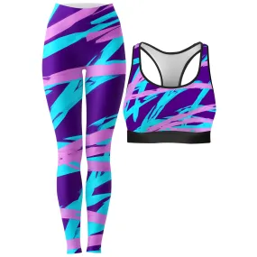 Purple and Blue Rave Abstract Rave Bra and Leggings Combo