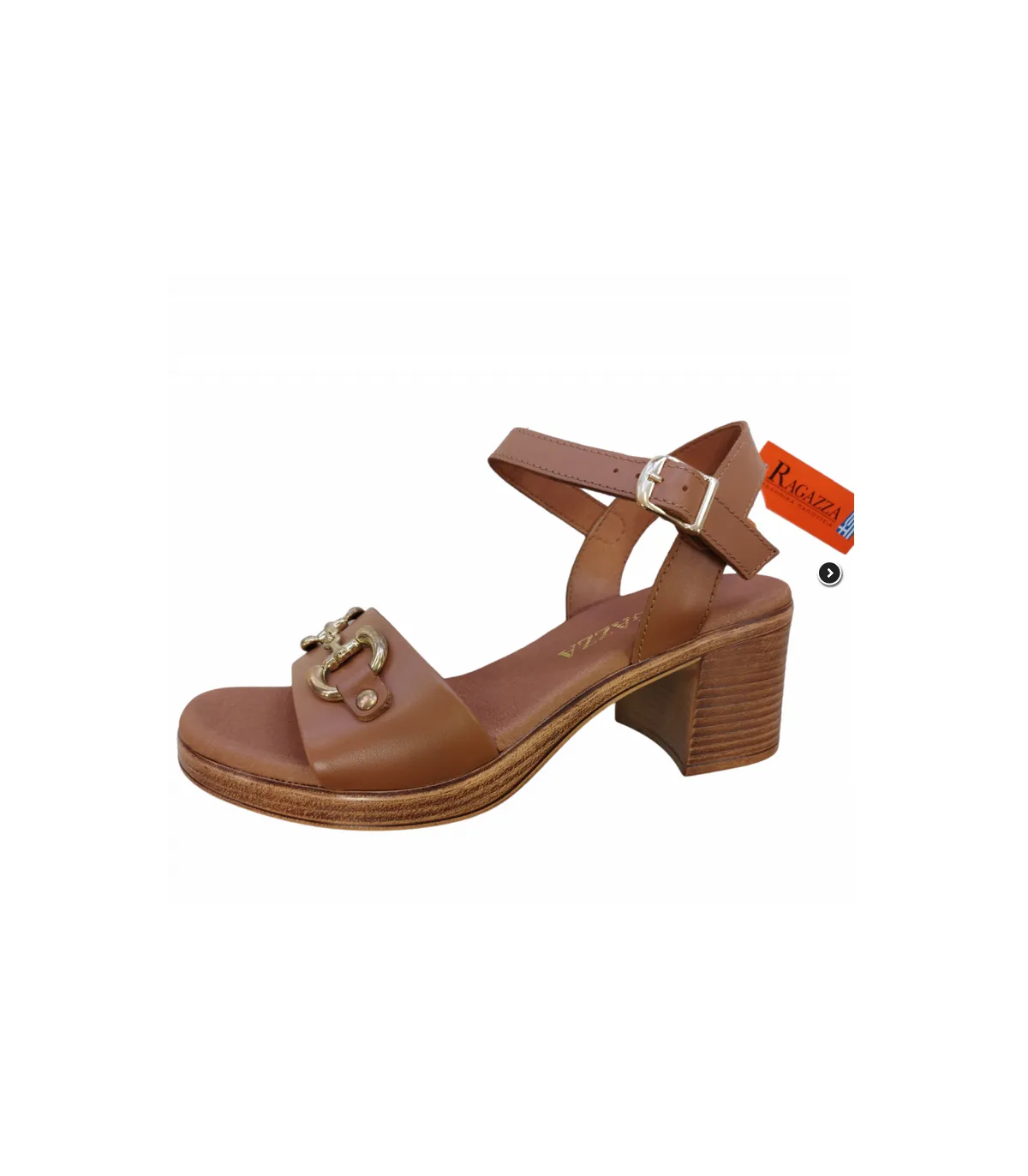 Ragazza Leather with heel Sandal- Tabac 0963