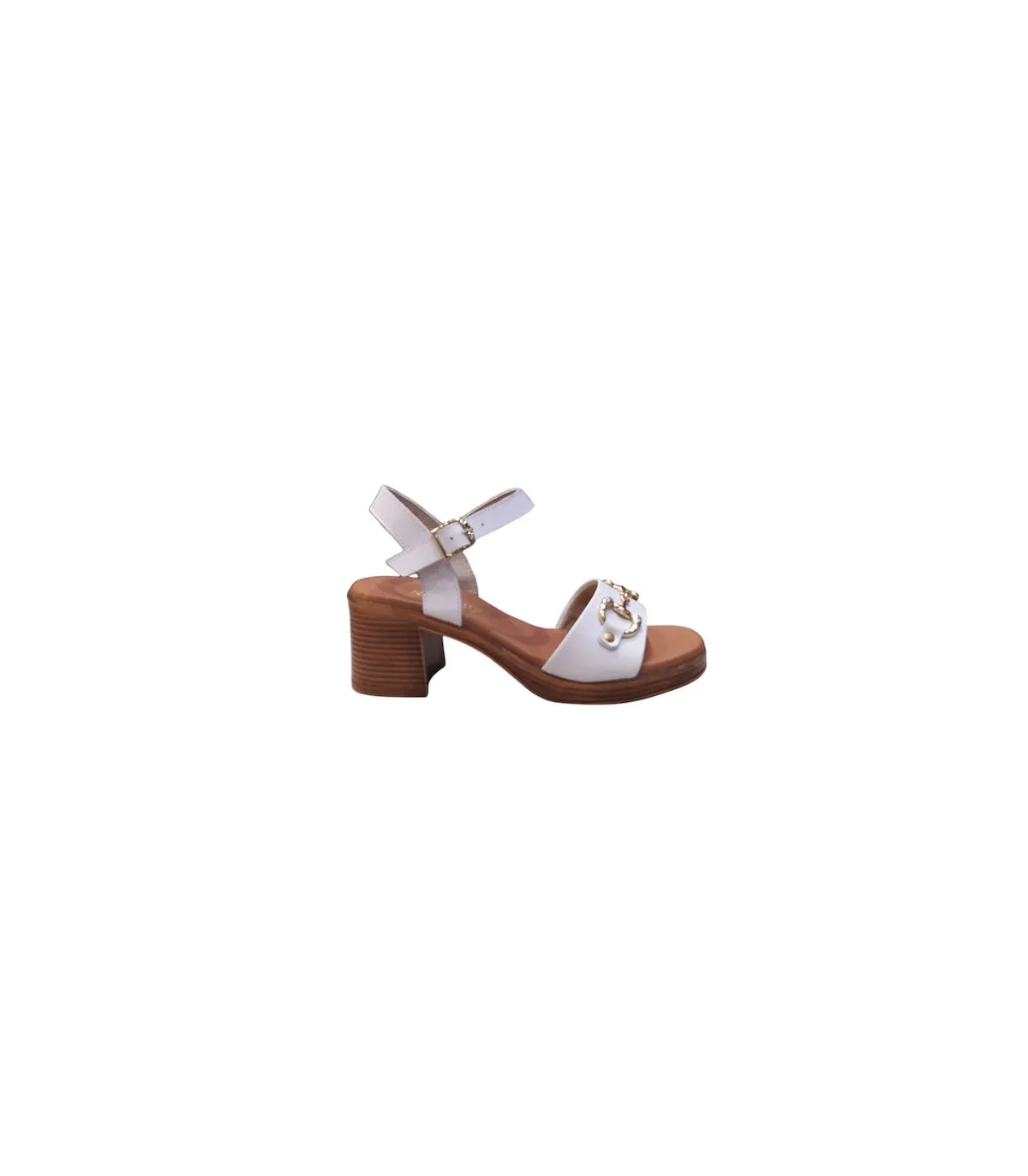 Ragazza Leather with heel Sandal- White 0963