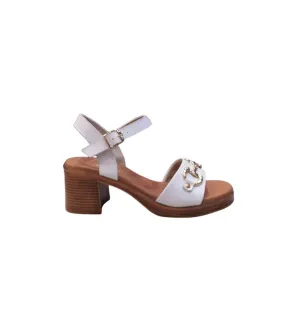 Ragazza Leather with heel Sandal- White 0963