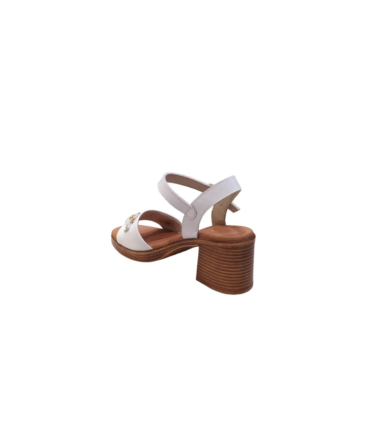 Ragazza Leather with heel Sandal- White 0963