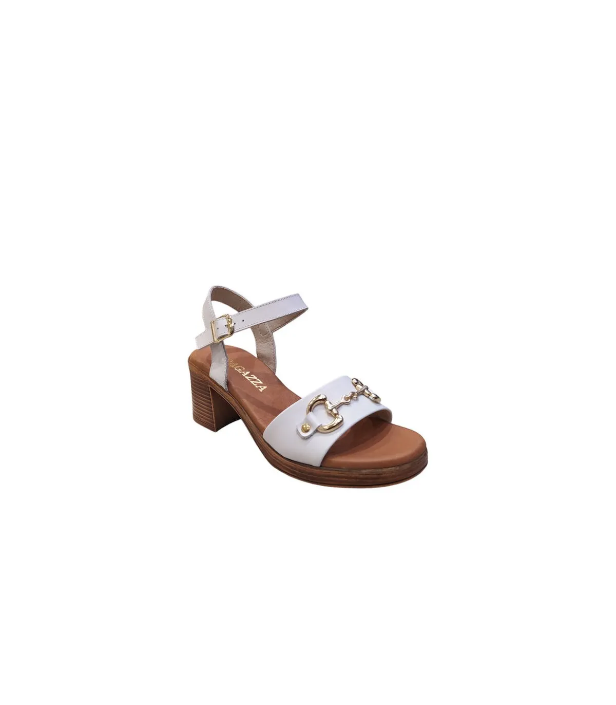 Ragazza Leather with heel Sandal- White 0963