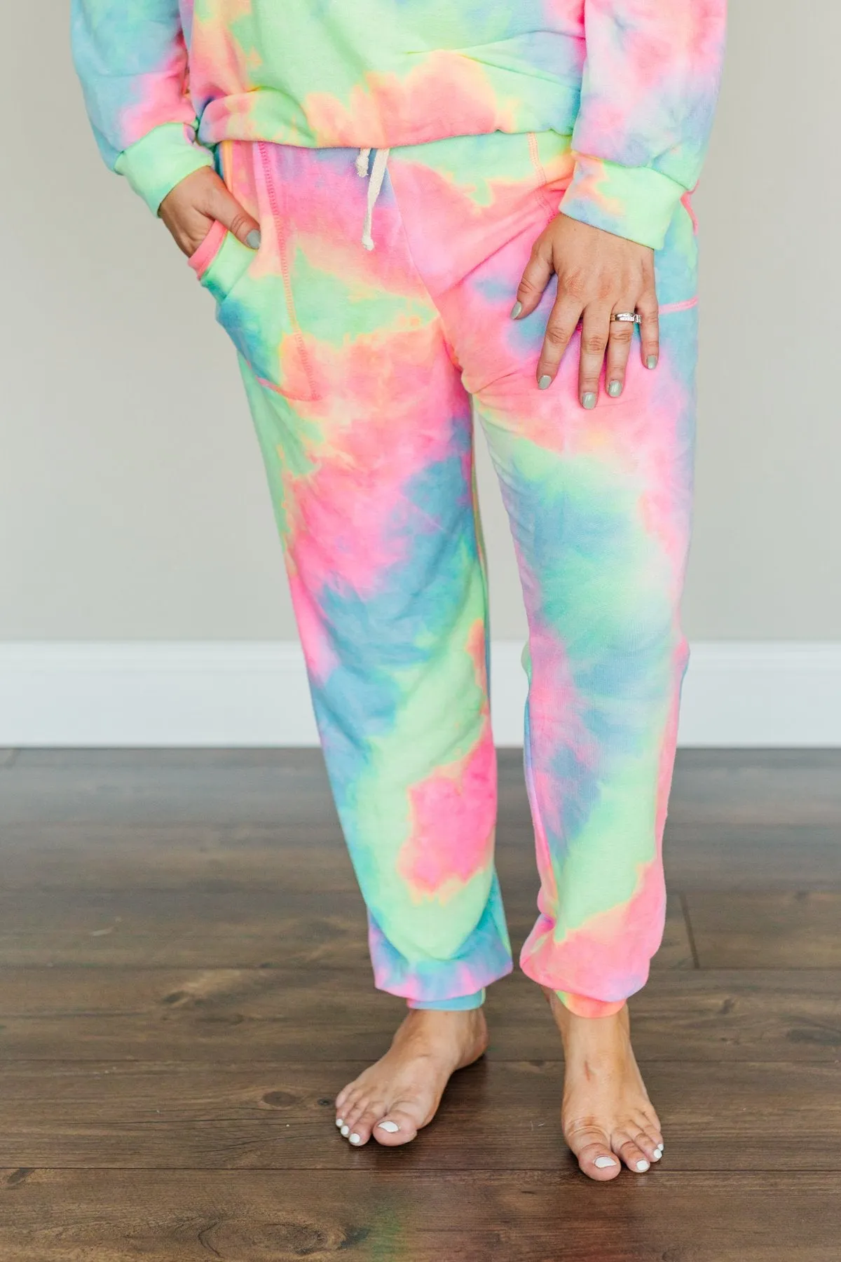 Rainbow Tie-Dye Joggers with Radiant Smiles