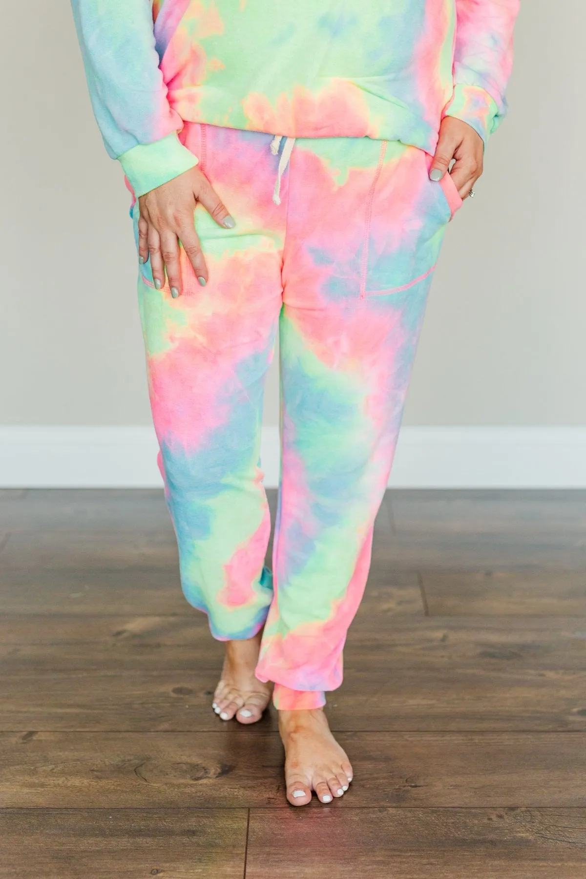 Rainbow Tie-Dye Joggers with Radiant Smiles