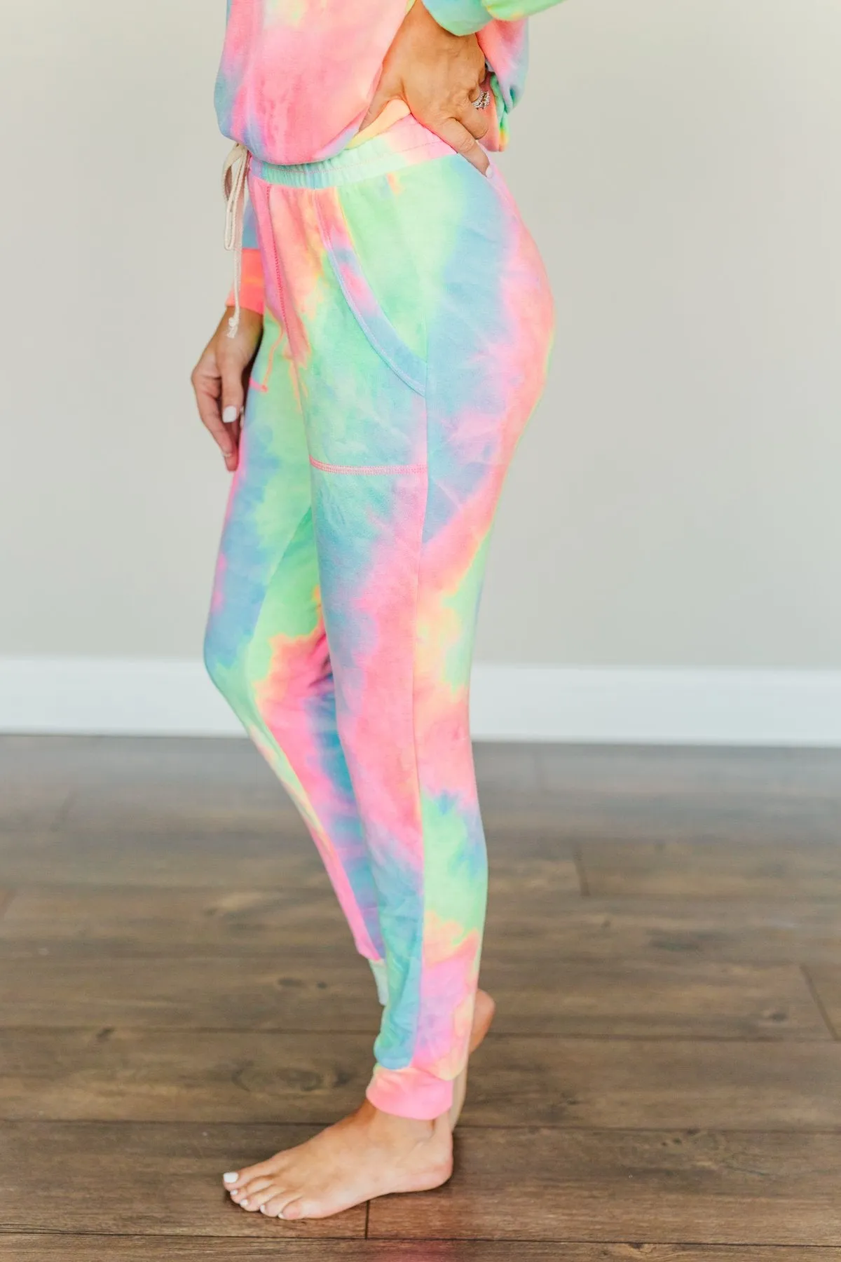 Rainbow Tie-Dye Joggers with Radiant Smiles