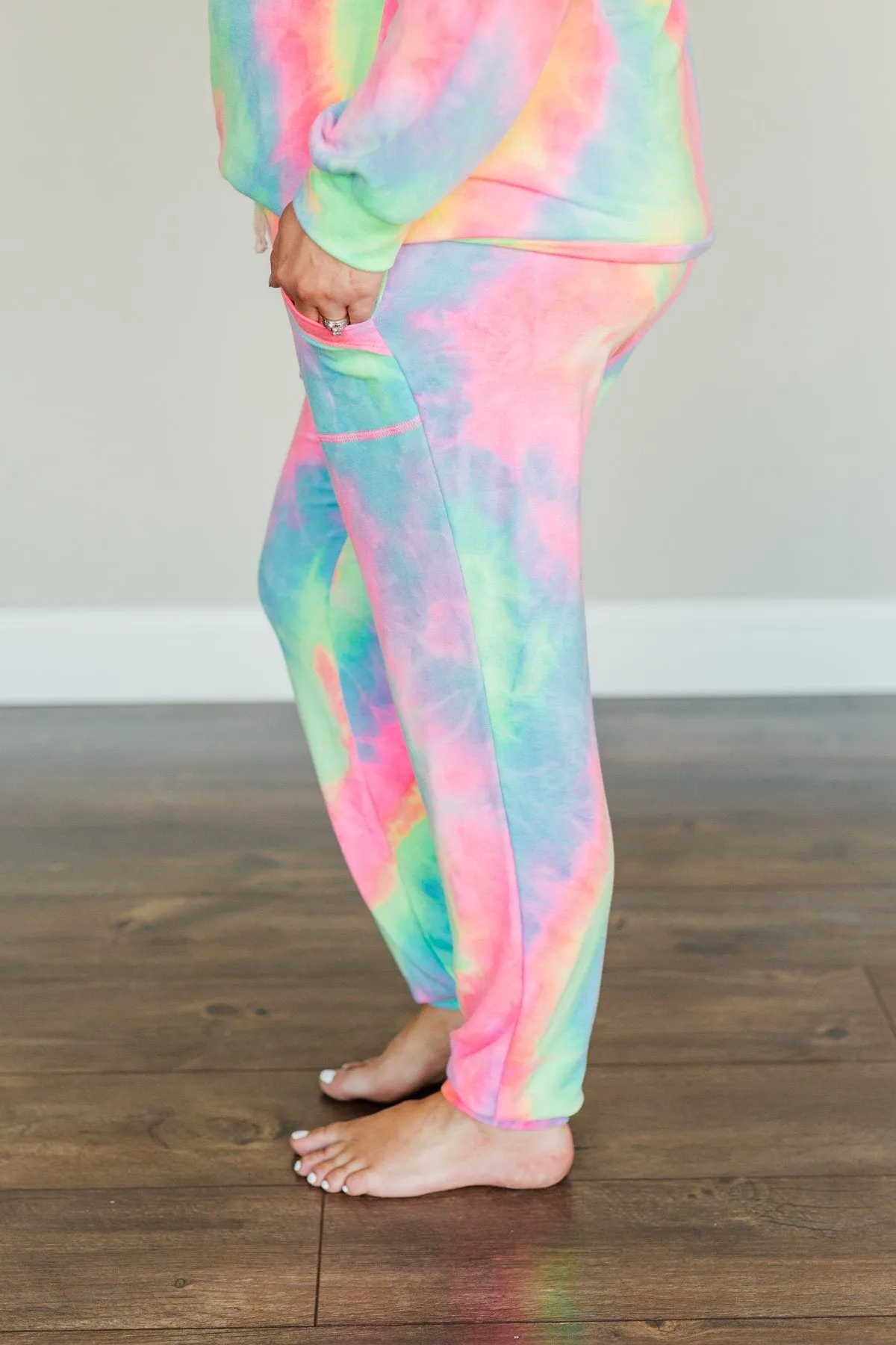 Rainbow Tie-Dye Joggers with Radiant Smiles