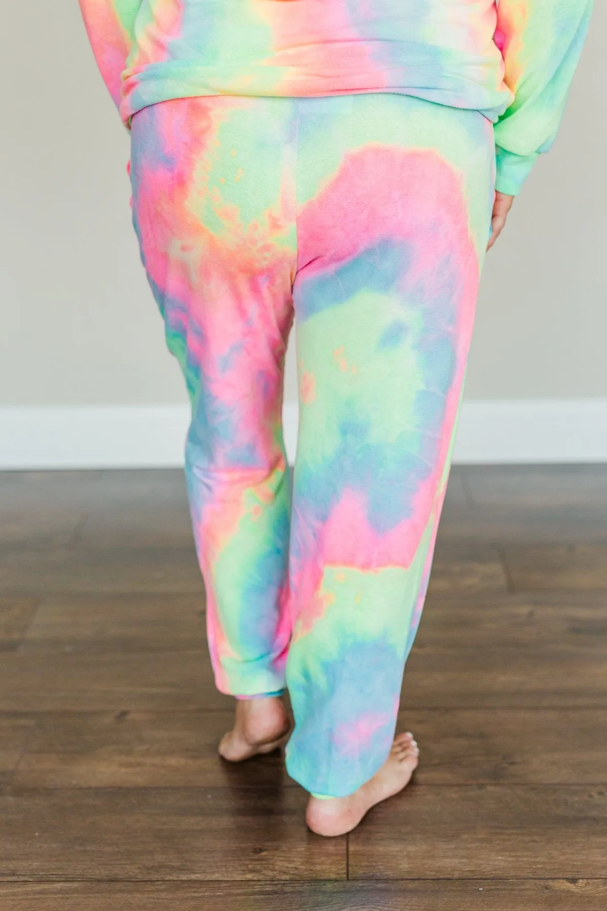 Rainbow Tie-Dye Joggers with Radiant Smiles