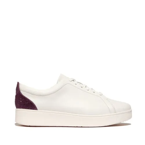  Rally Crystal Backtab Leather Sneaker in Urban White/ Mauve Wine  