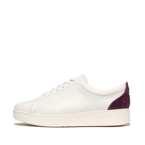  Rally Crystal Backtab Leather Sneaker in Urban White/ Mauve Wine  