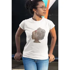 Rhinestone Afro Girl T Shirt With Headphones