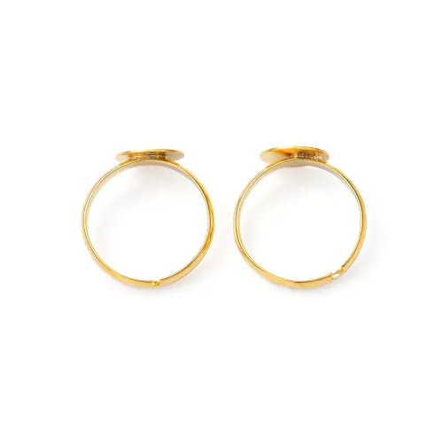 Adjustable Brass Ring Blanks with 10mm Flat Base Setting - Golden Pad Ring