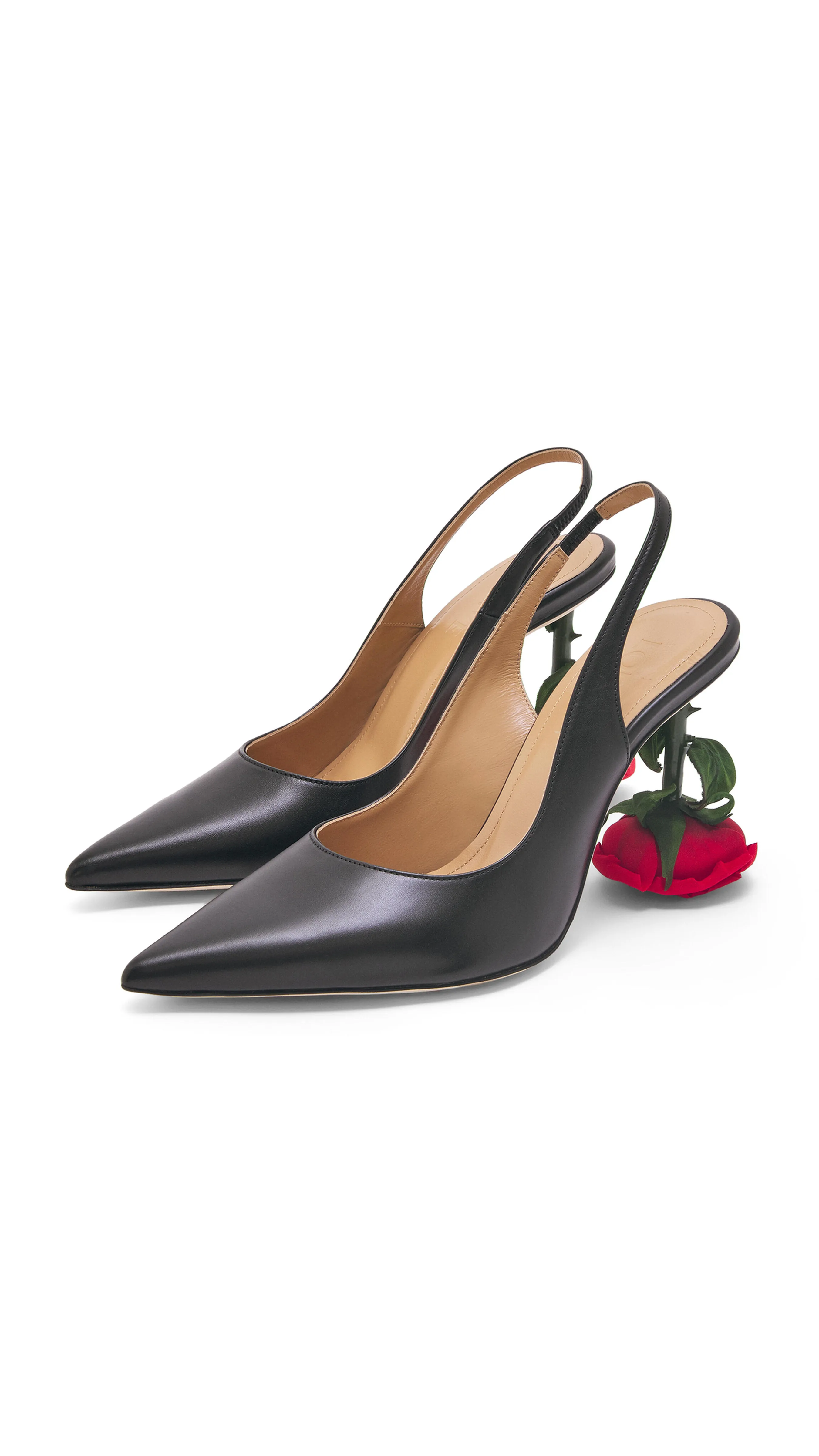 Black Rose Heel Slingback Calfskin