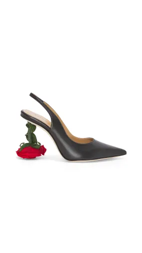 Black Rose Heel Slingback Calfskin