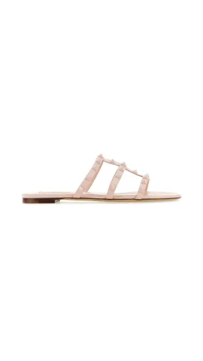 Rose Pink Flat Slide Sandal with Tonal Studs