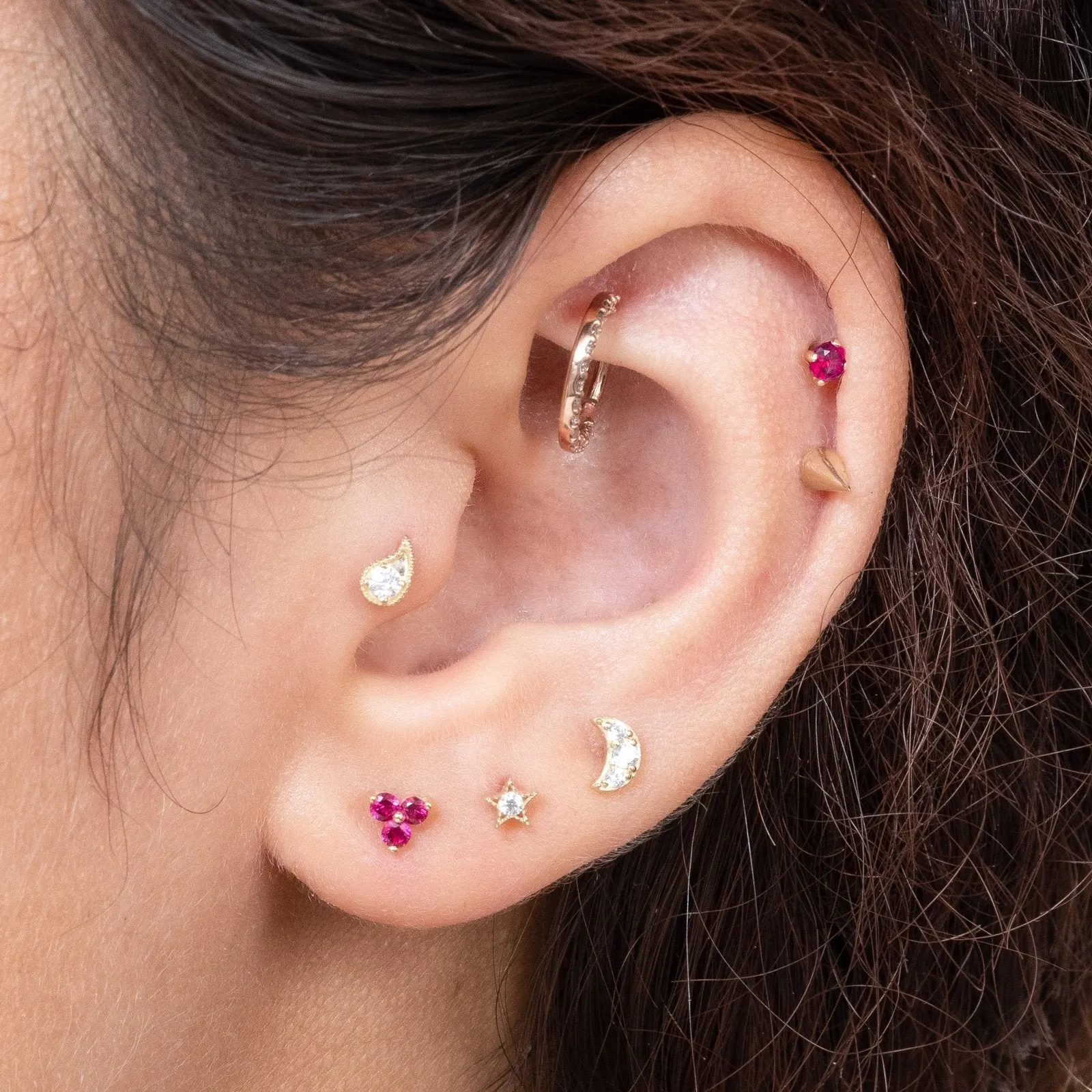 Ruby Cartilage Flat Back Earring