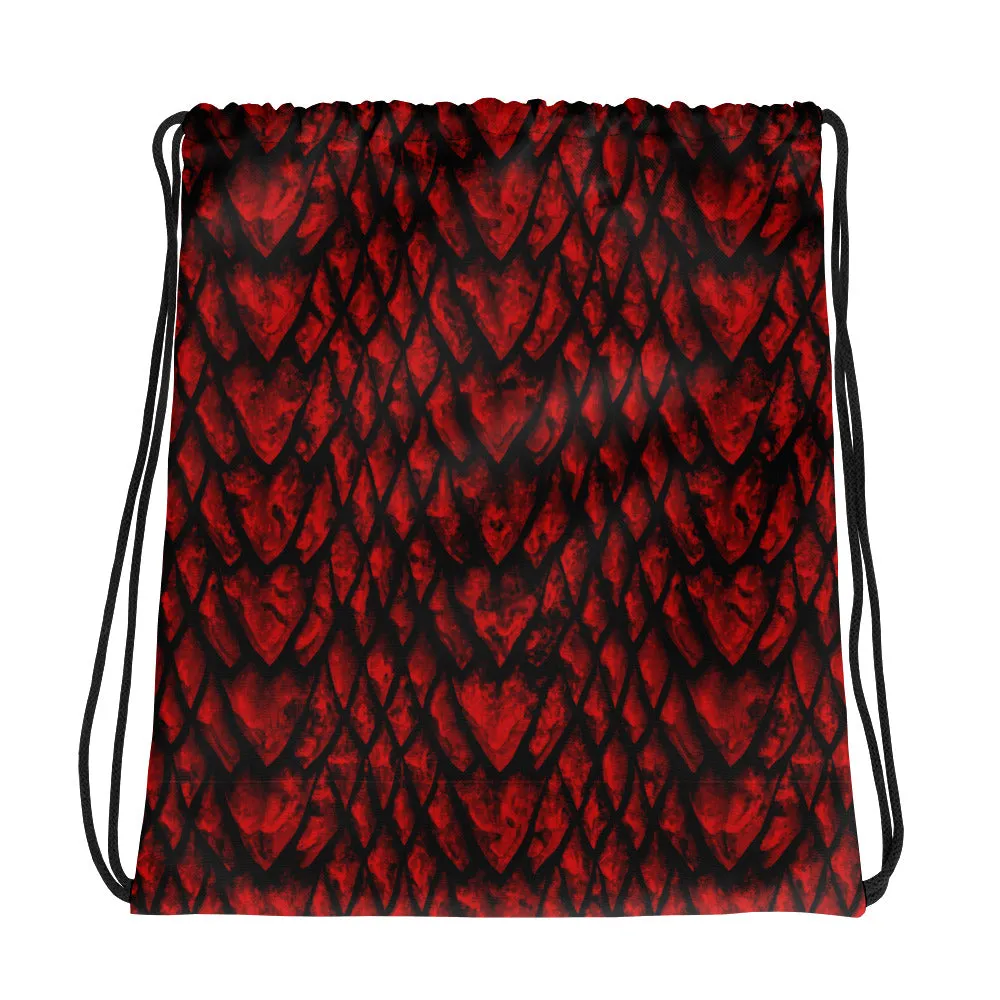 Ruby Dragon Scale Drawstring Bag