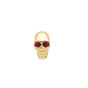 Skull Stud Earrings with Ruby Eyes