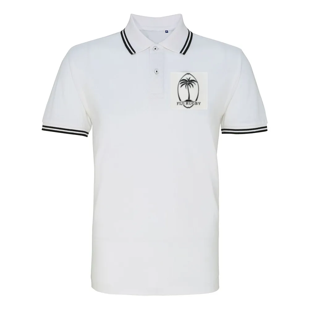 Rugby Vintage - Fiji Tipped Polo Shirt - White/ Black