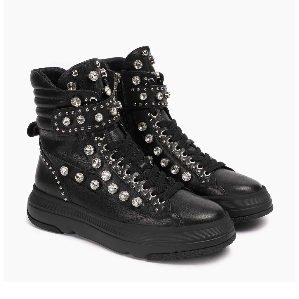 Saint Beyonce Embellished Black Leather Shoes