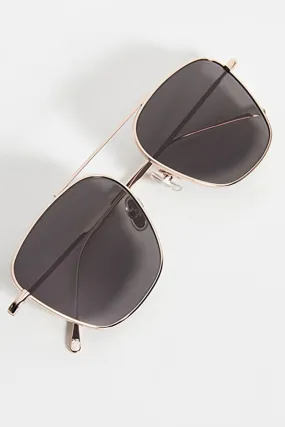 Samos Sunglasses in Gold with Grey Flat Lenses