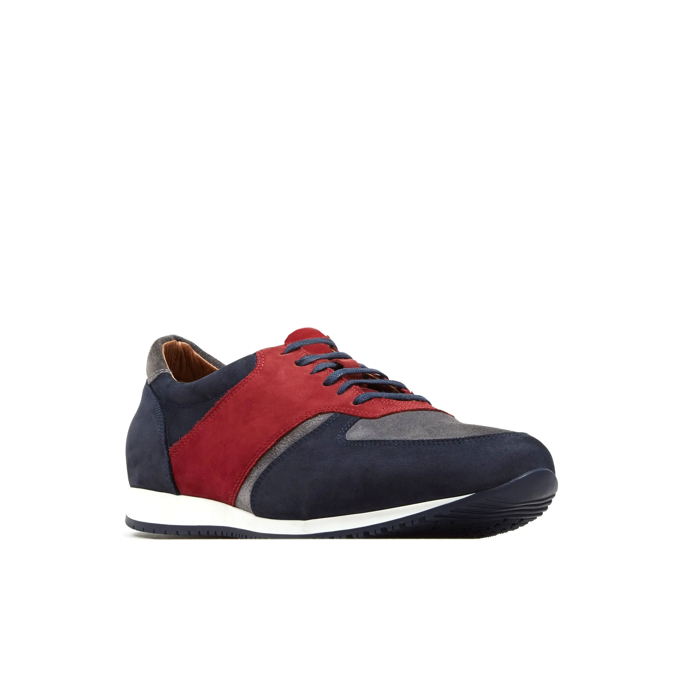 SAN FRANCISCO SUNRISE - Men's low top nubuck leather trainer in red & navy