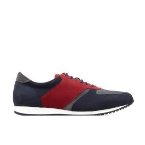 SAN FRANCISCO SUNRISE - Men's low top nubuck leather trainer in red & navy