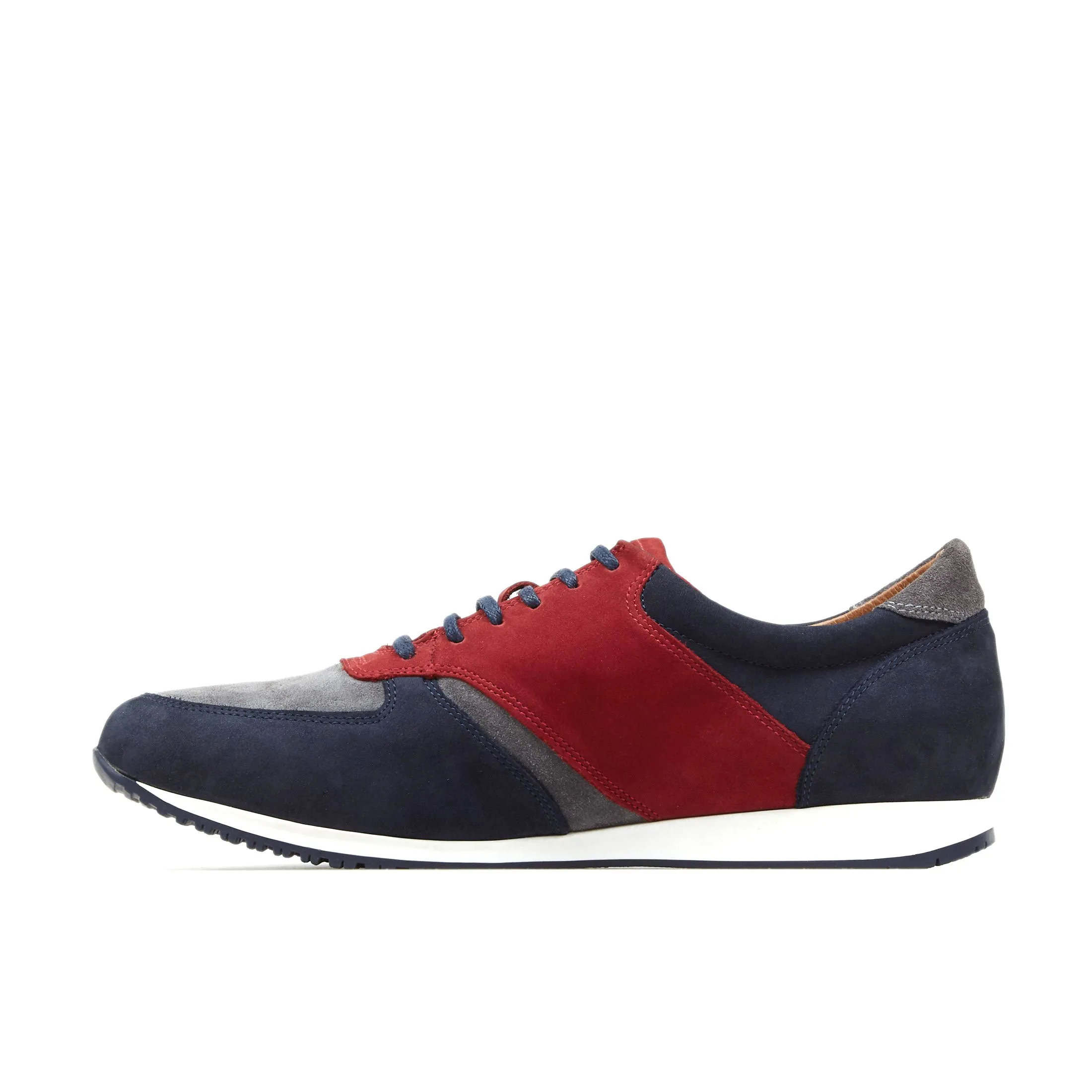 SAN FRANCISCO SUNRISE - Men's low top nubuck leather trainer in red & navy