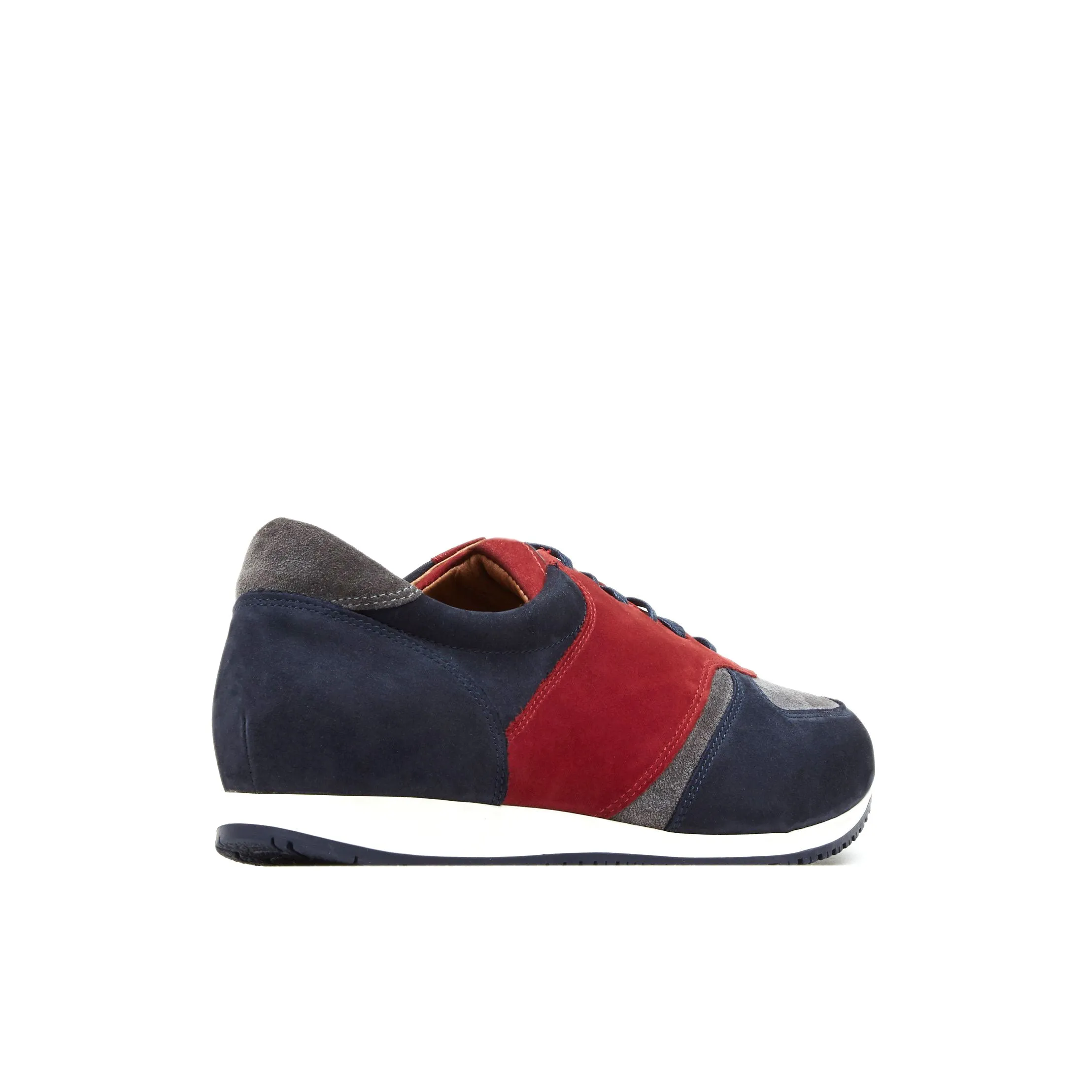 SAN FRANCISCO SUNRISE - Men's low top nubuck leather trainer in red & navy