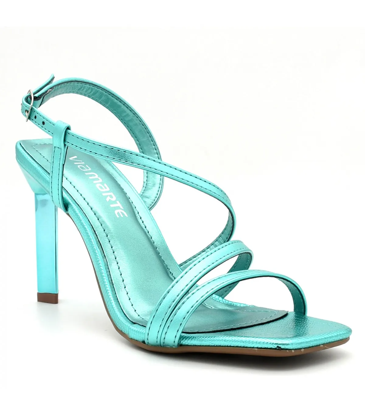 Sandal with Heel by VIA MARTE-turquoise