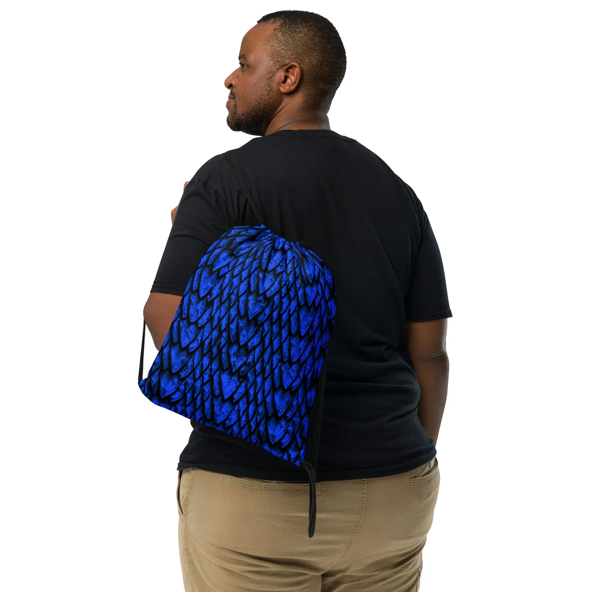 Sapphire Dragon Scale Drawstring Bag